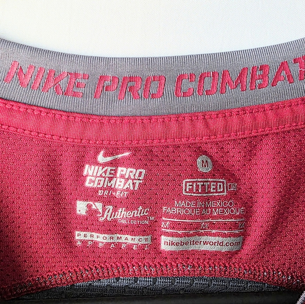 Nike Pro Combat Texas Rangers MLB Fitted Long Sleeve Red Medium Excellent - Picture 6 of 11